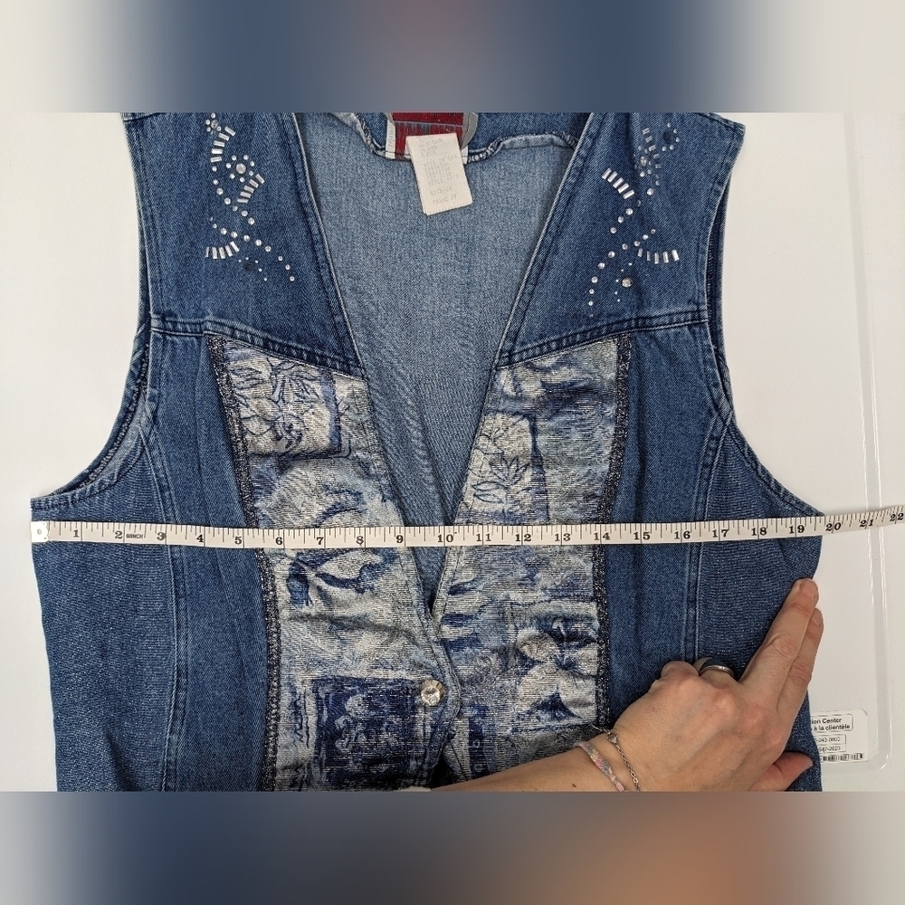 City Girl Sport vintage women's denim embellished vest size 14 - Picture 4 of 11